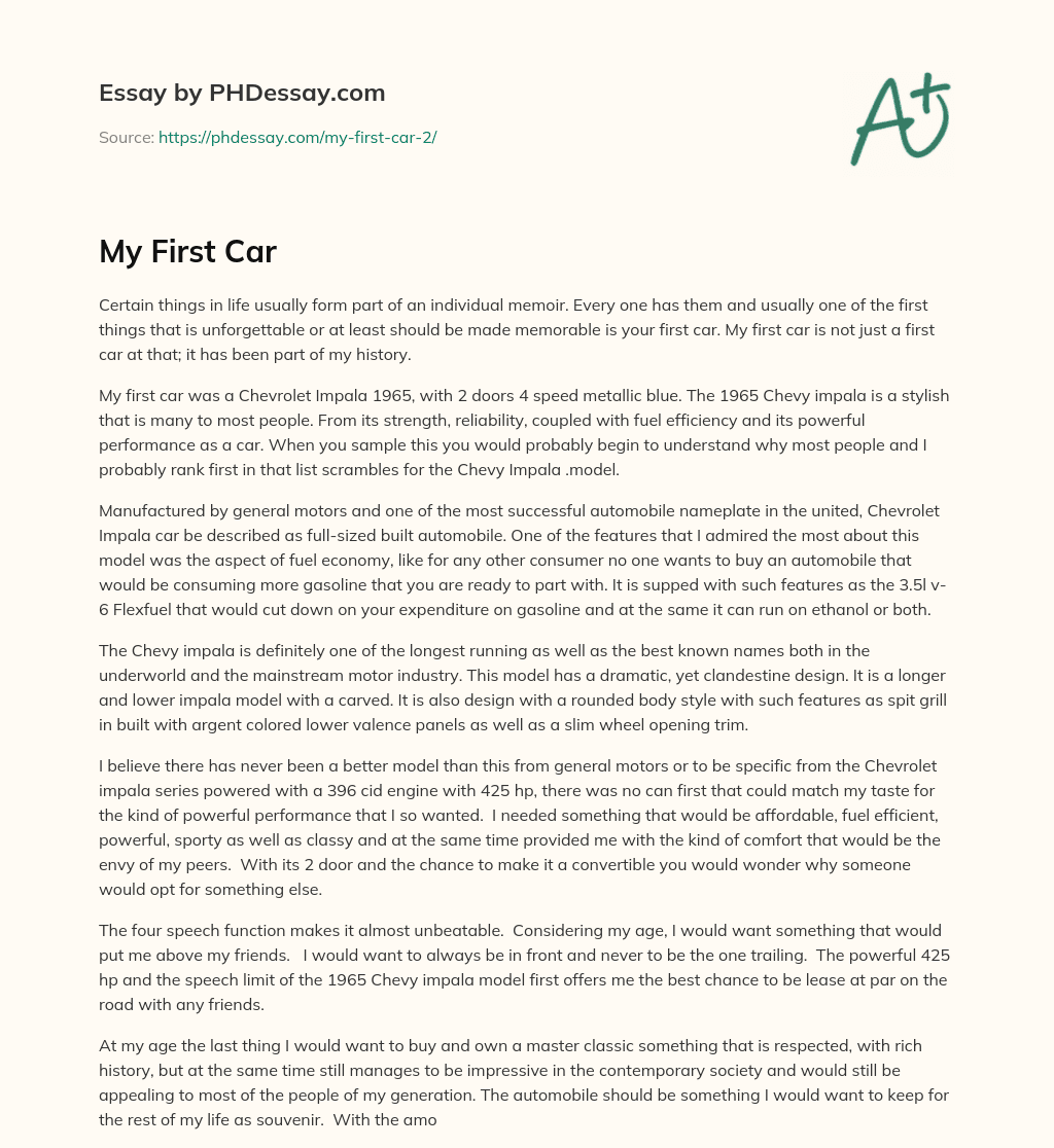 My First Car (600 Words)