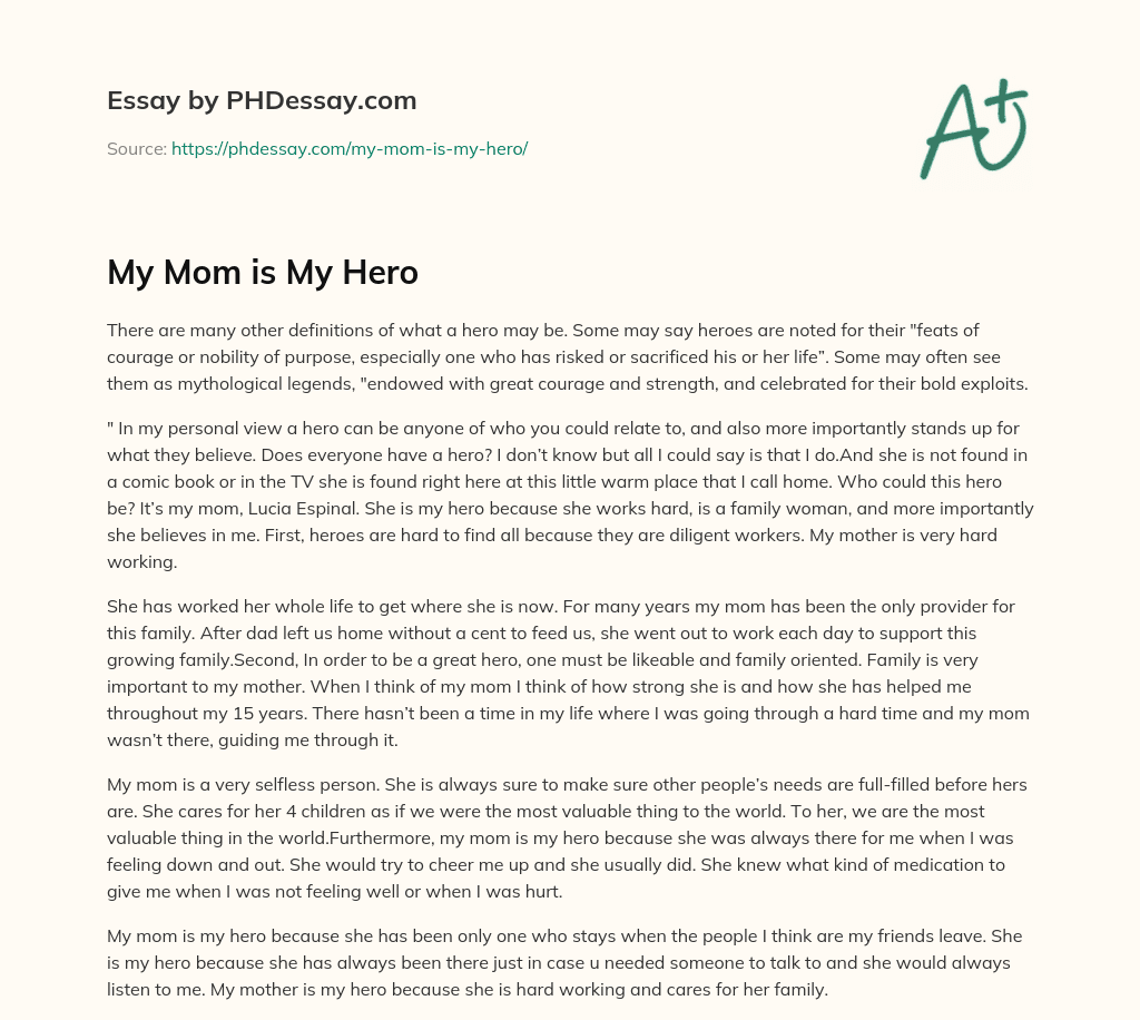 My Mom is My Hero (500 Words)