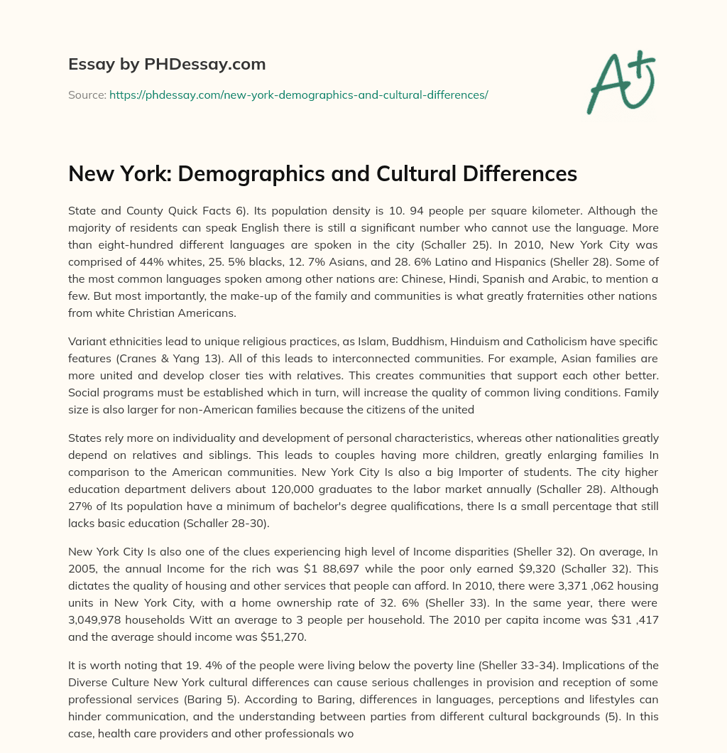 New York Demographics and Cultural Differences