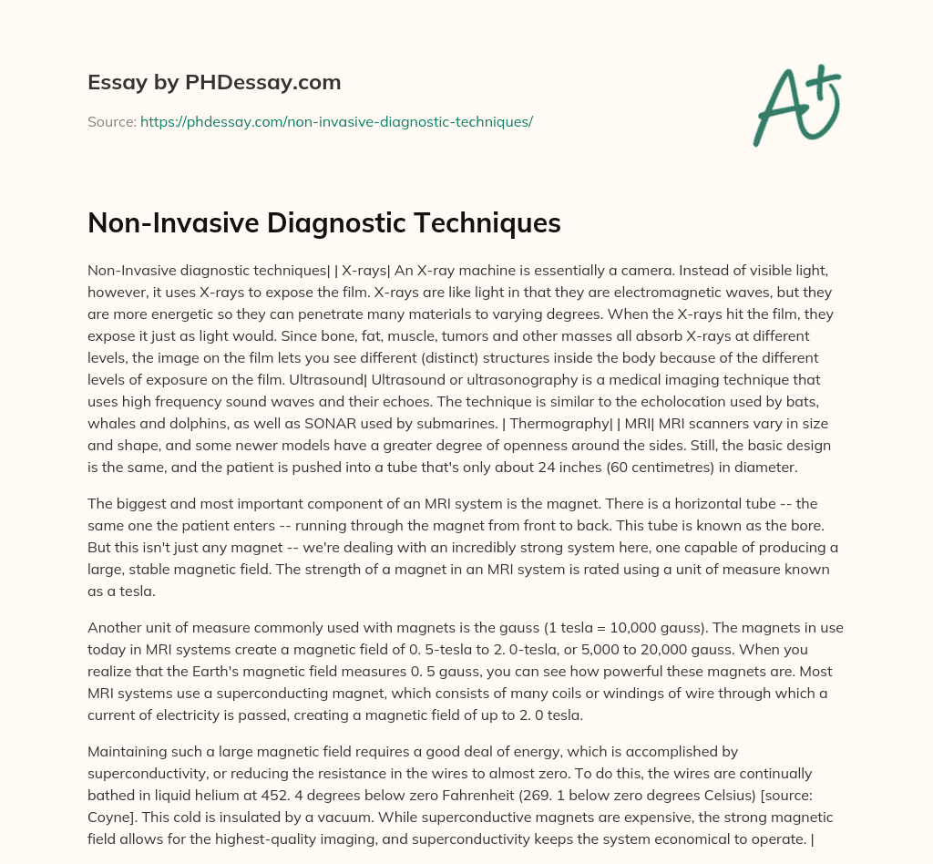 NonInvasive Diagnostic Techniques (400 Words)