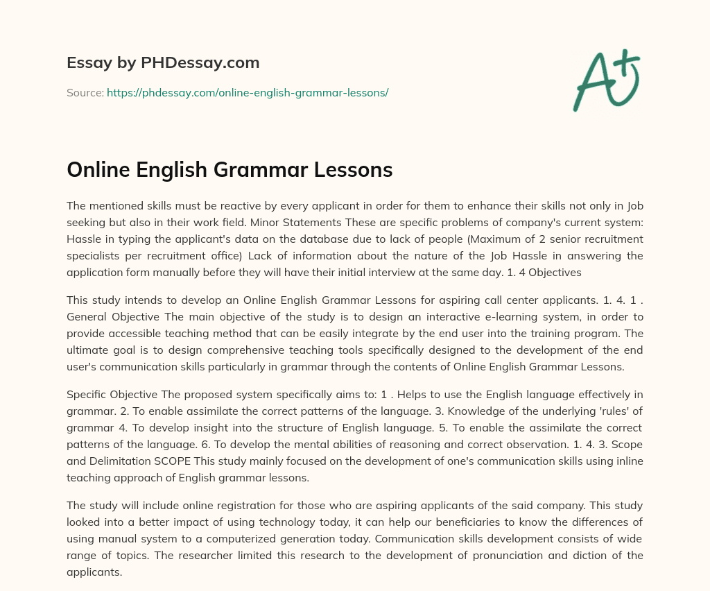 Online English Grammar Lessons (300 Words)