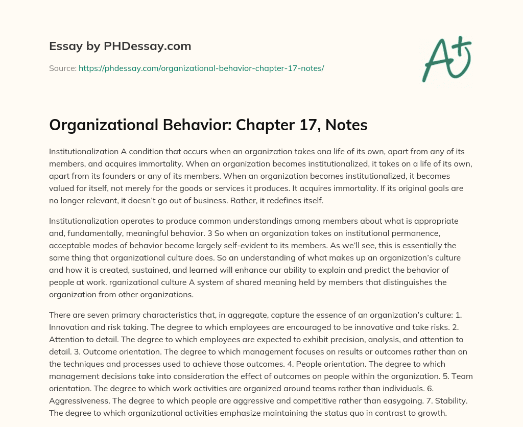 Organizational Behavior Chapter 17 Flashcards Quizlet