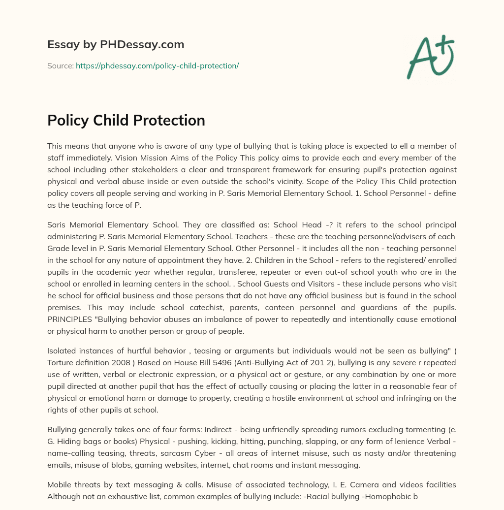 Policy Child Protection