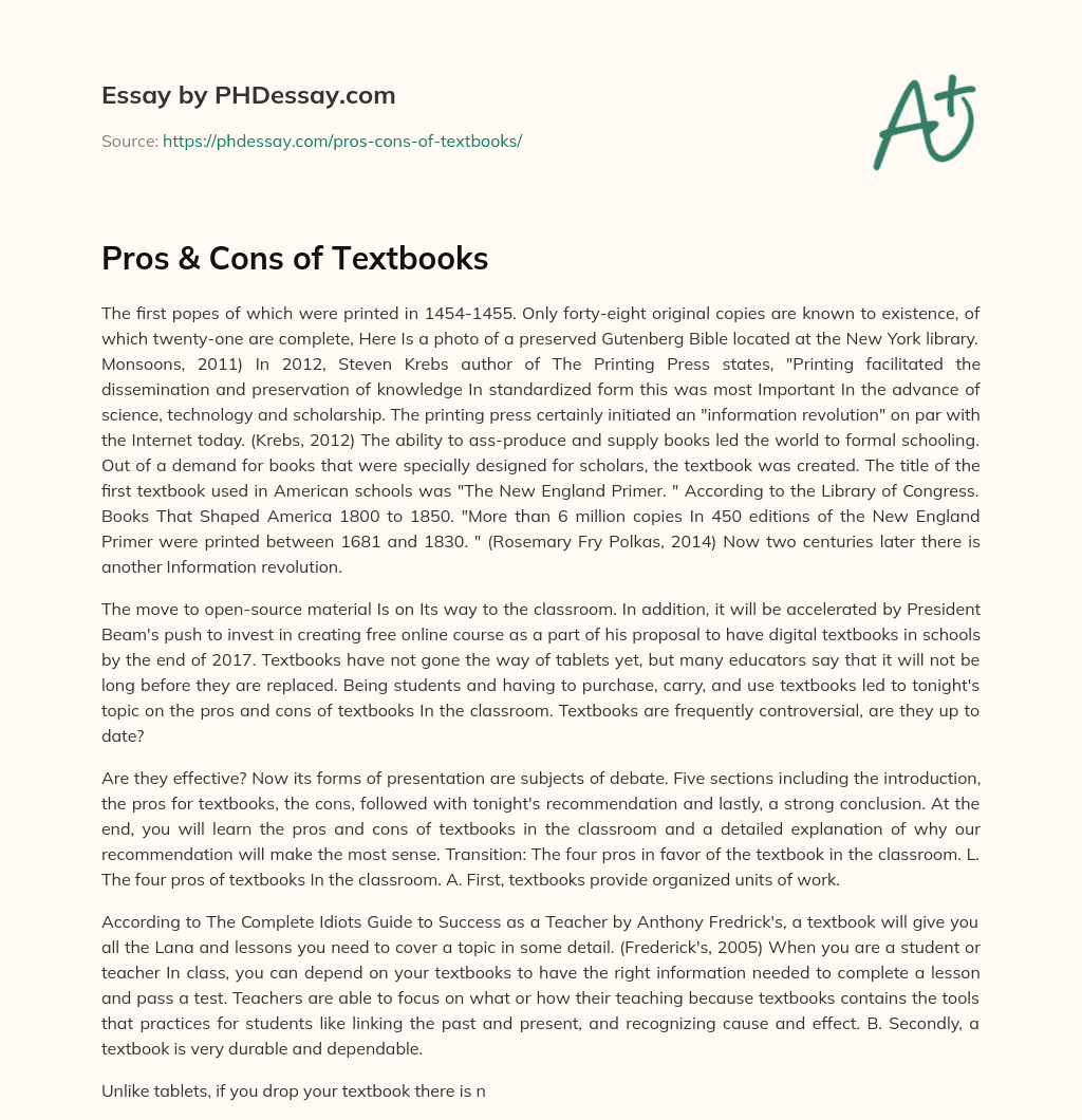 Pros & Cons of Textbooks