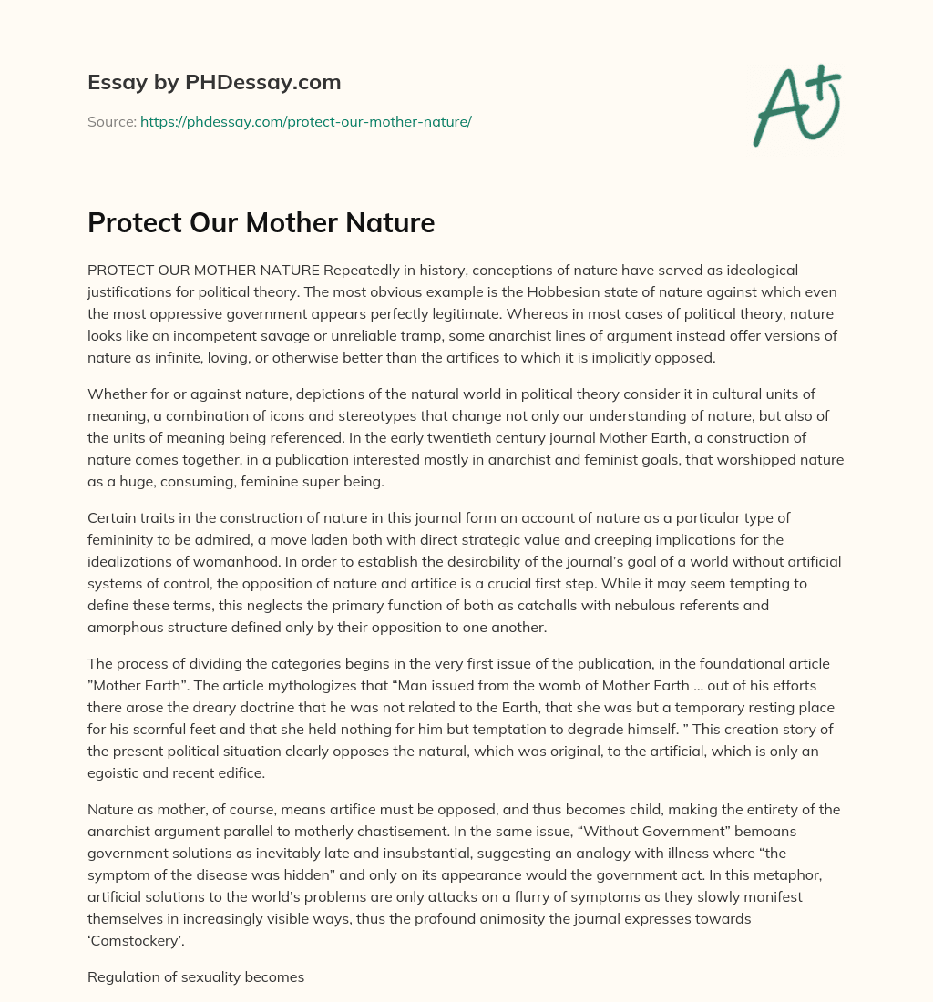 Protect Our Mother Nature