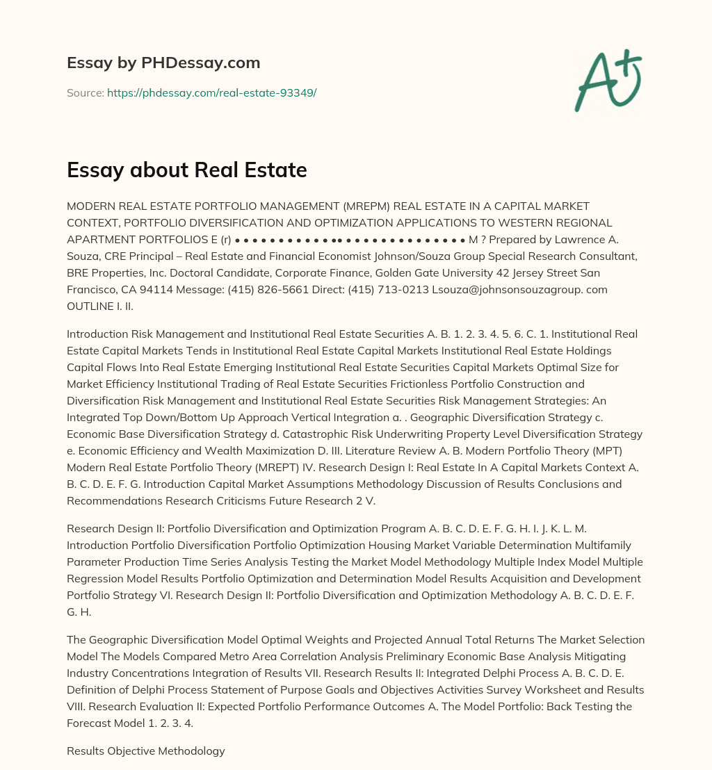 Essay about Real Estate