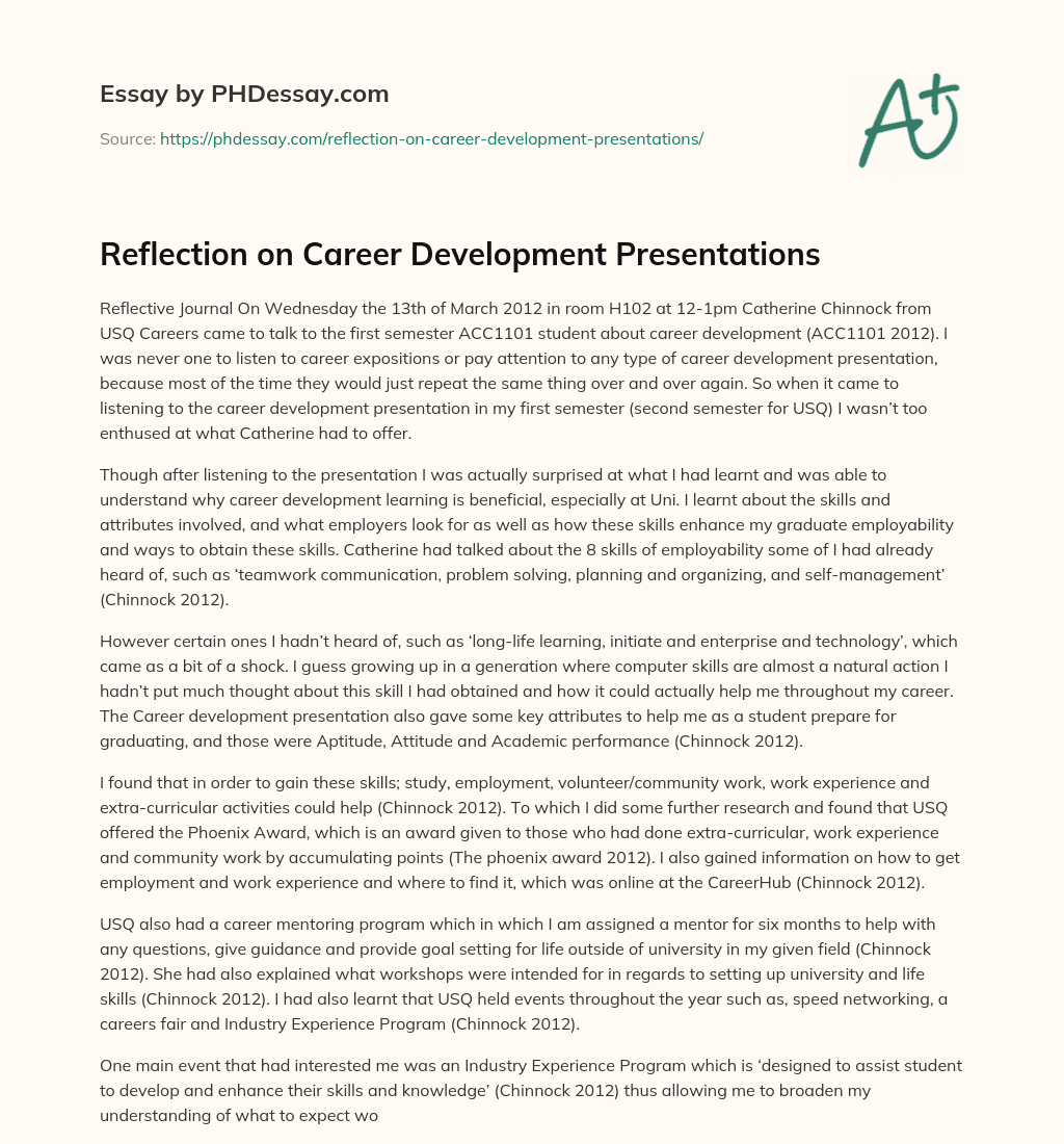 Reflection on Career Development Presentations