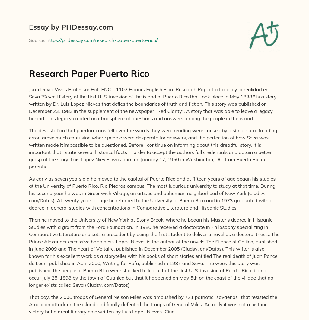 Research Paper Puerto Rico