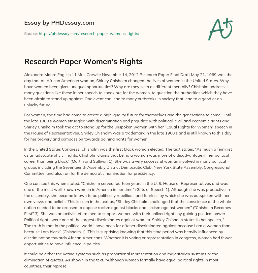 Research Paper Women's Rights