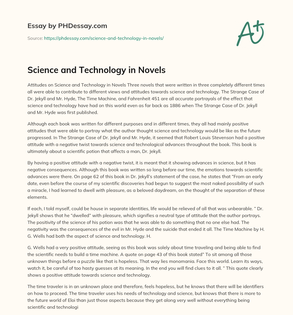 Science and Technology in Novels