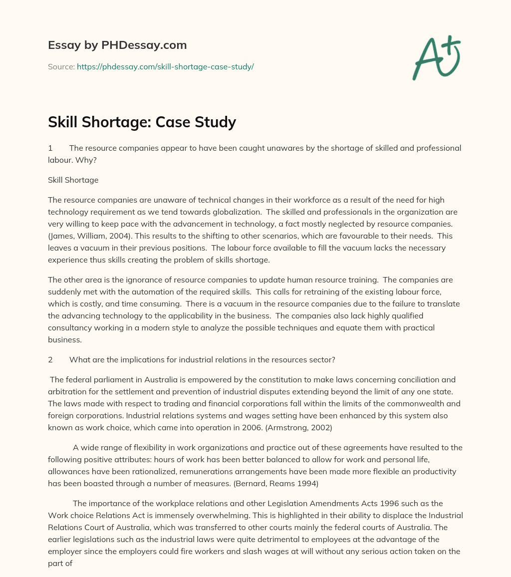 Skill Shortage Case Study