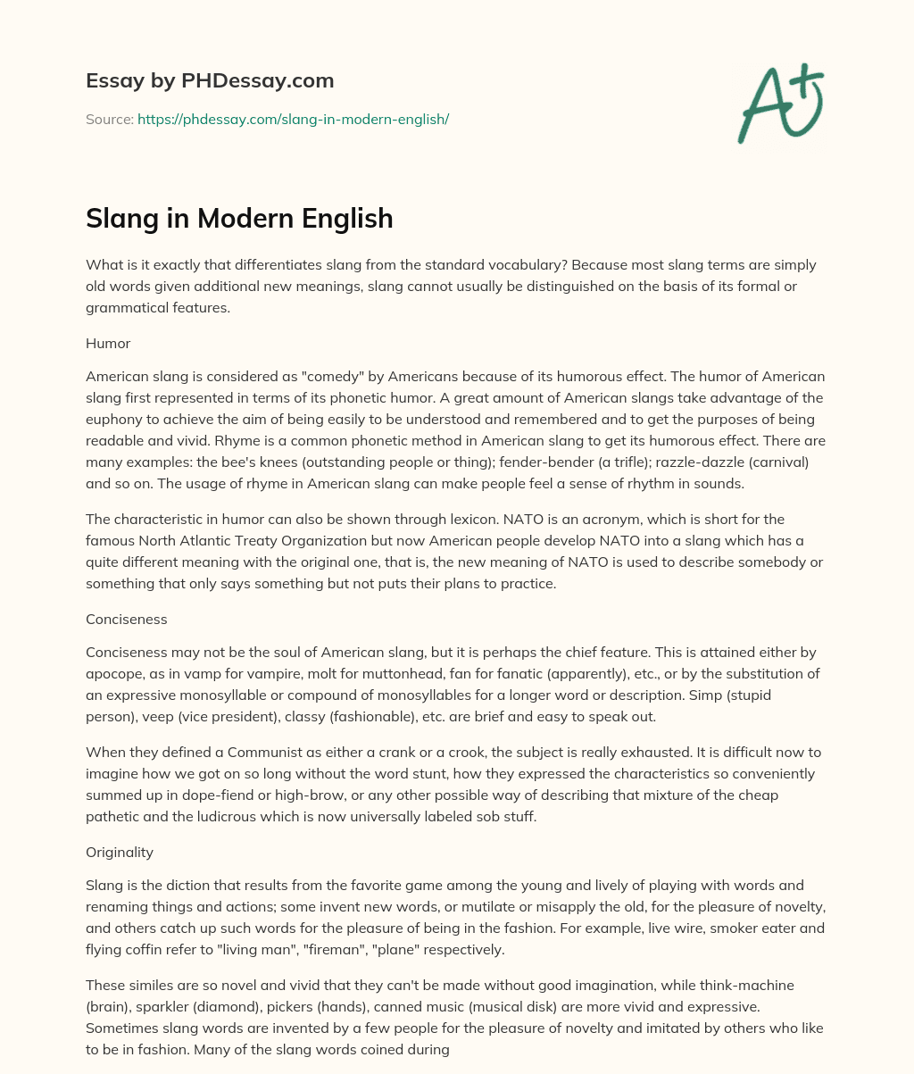 Slang in Modern English