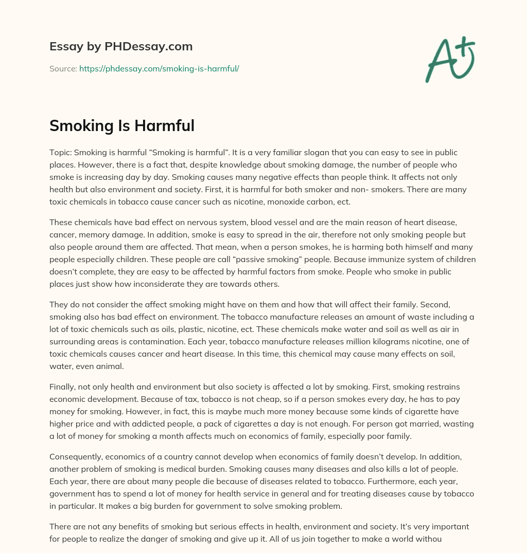 Smoking Is Harmful (600 Words)