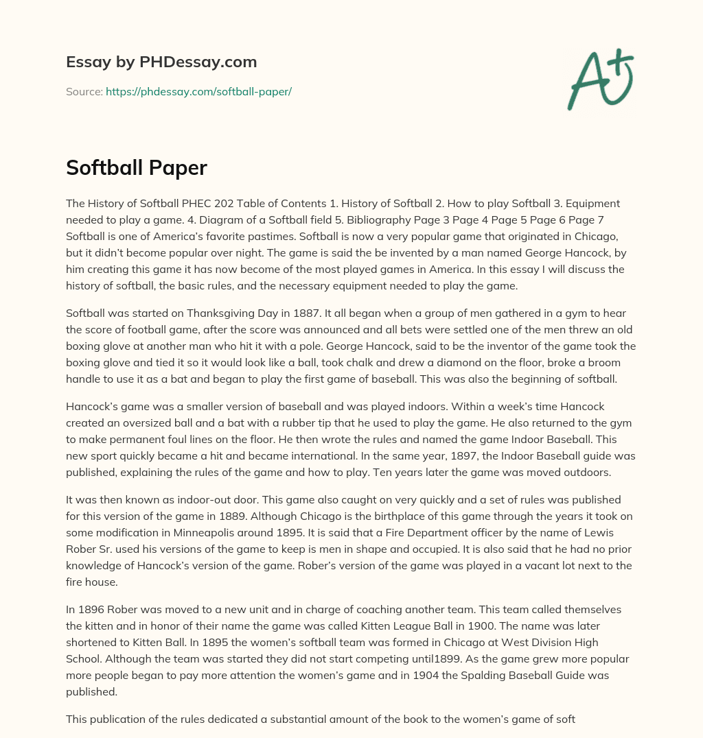 Softball Paper