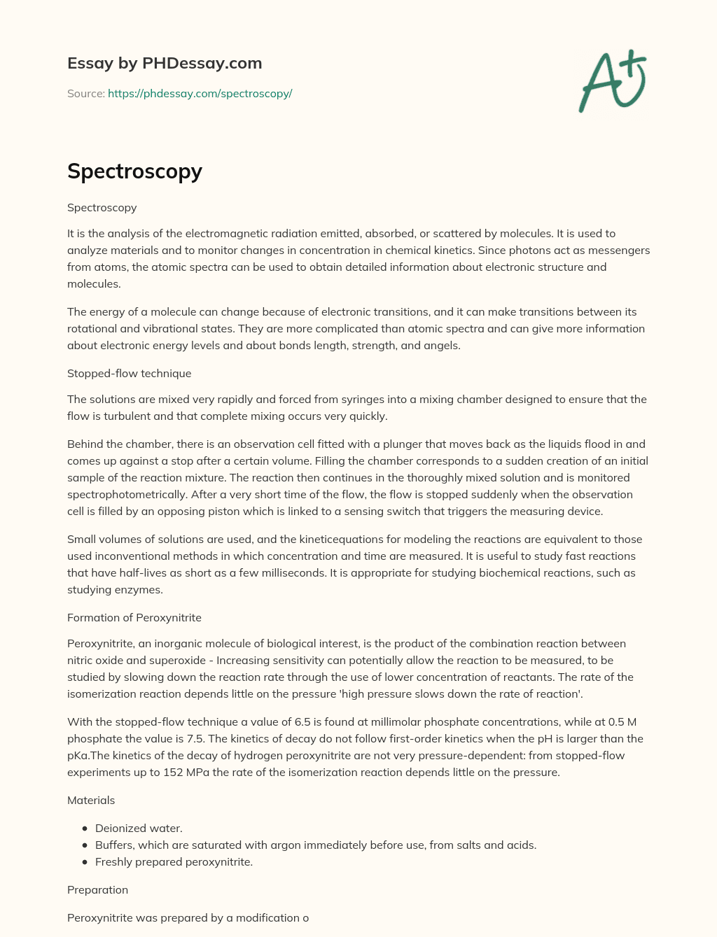 Spectroscopy (600 Words)