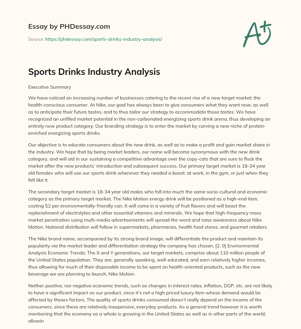 Sports Drinks Industry Analysis