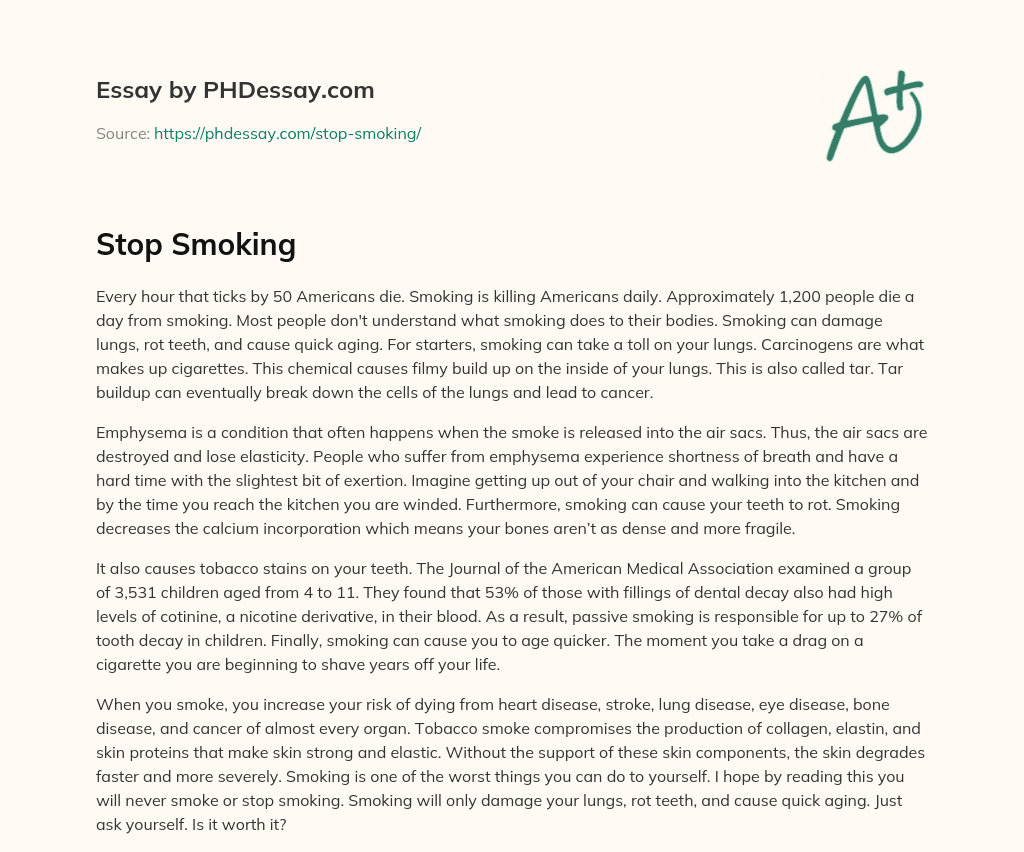 Stop Smoking (400 Words)