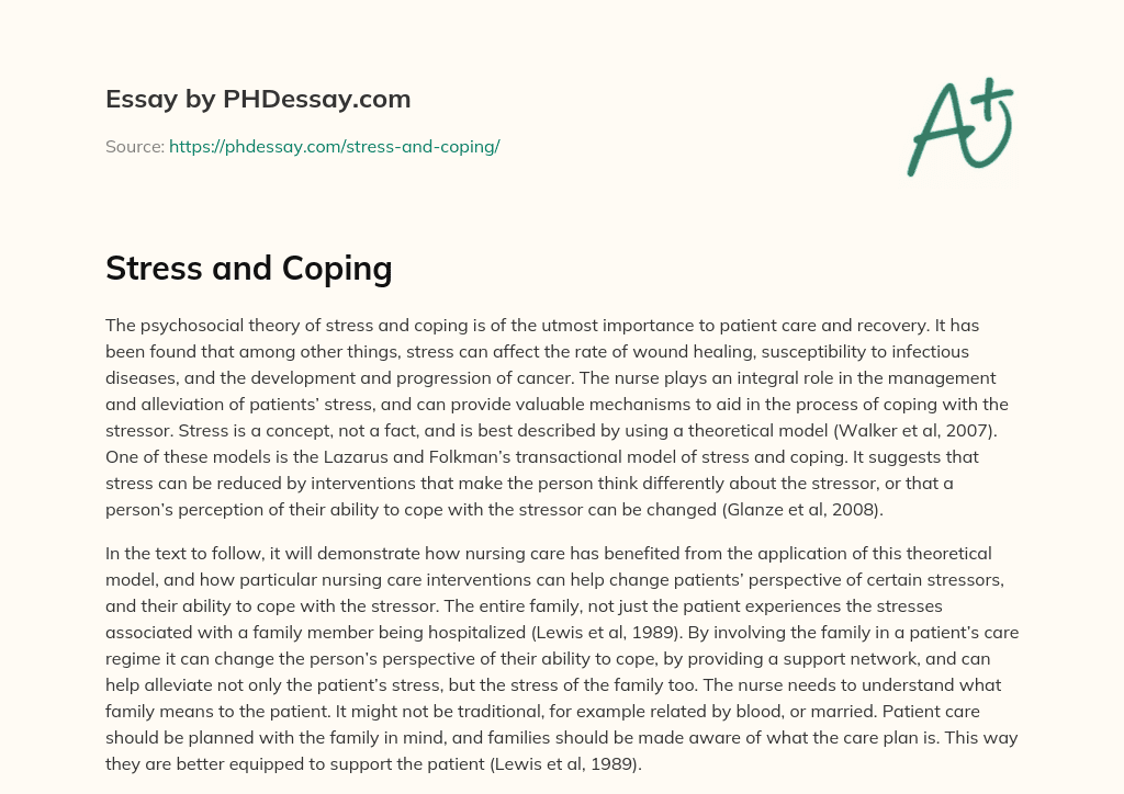 Stress and Coping (300 Words)