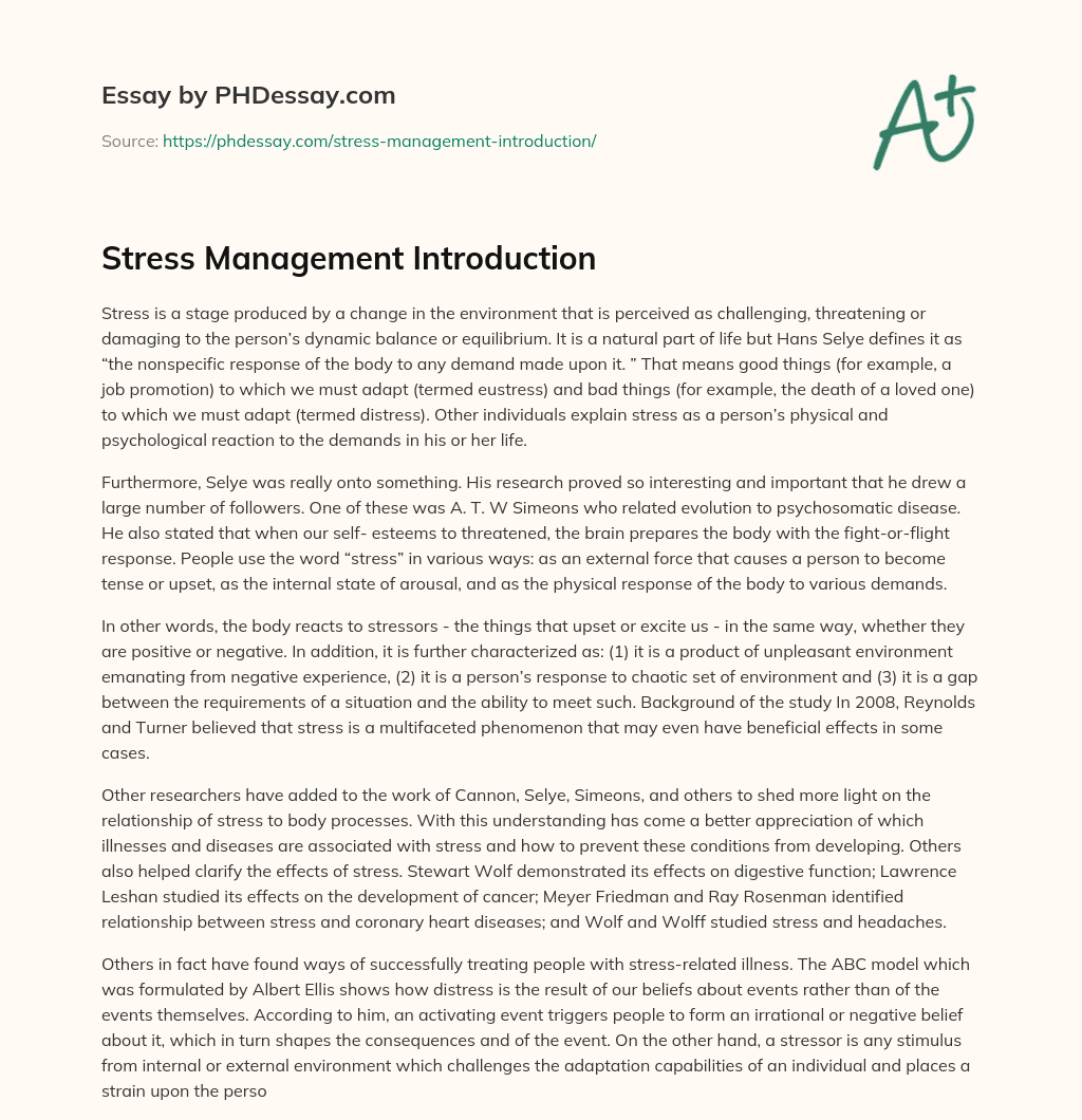 Stress Management Introduction
