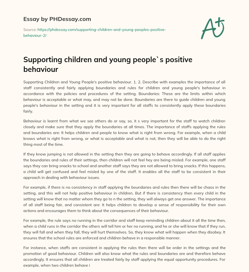 Supporting children and young people`s positive behaviour