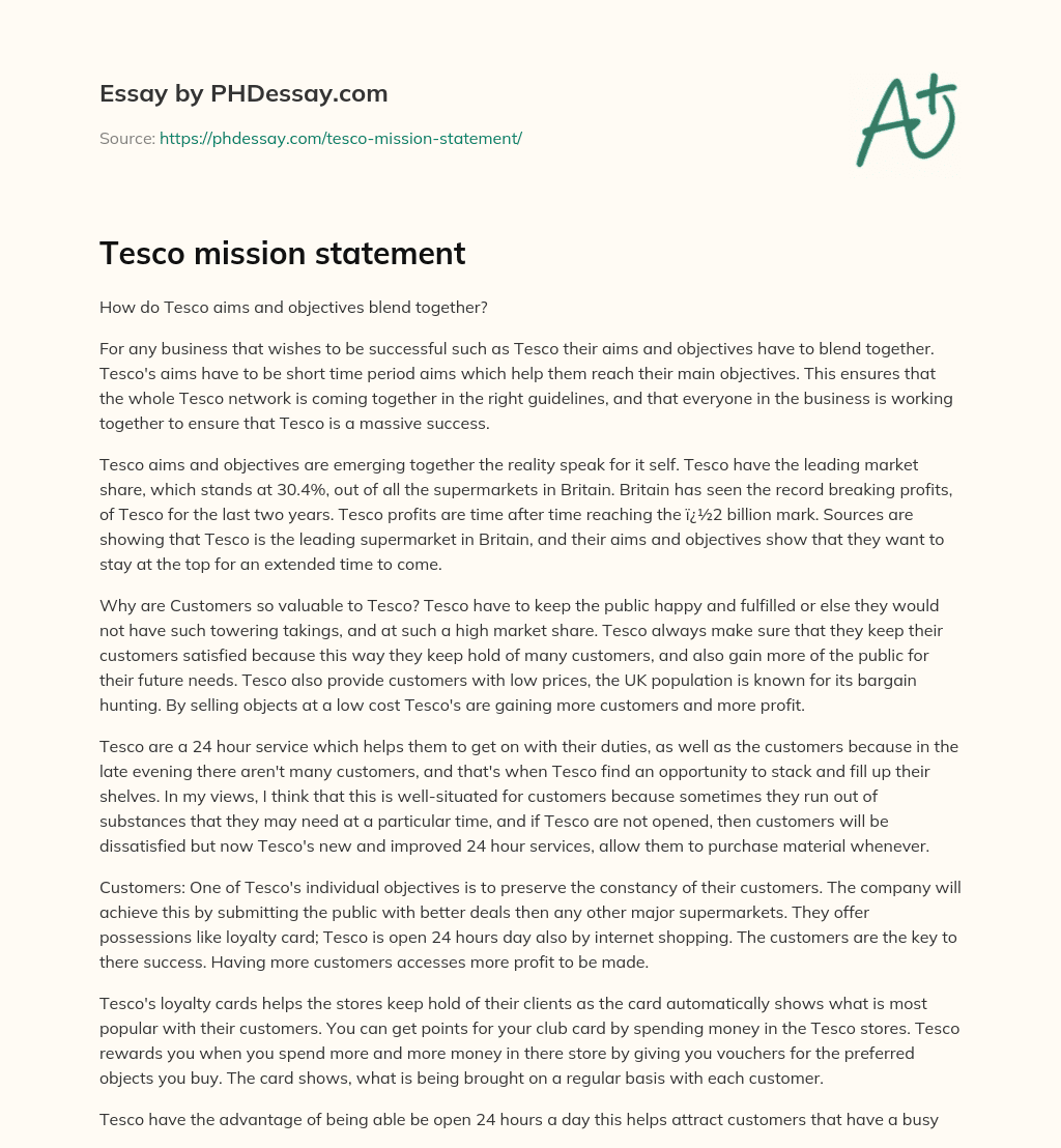 Tesco mission statement