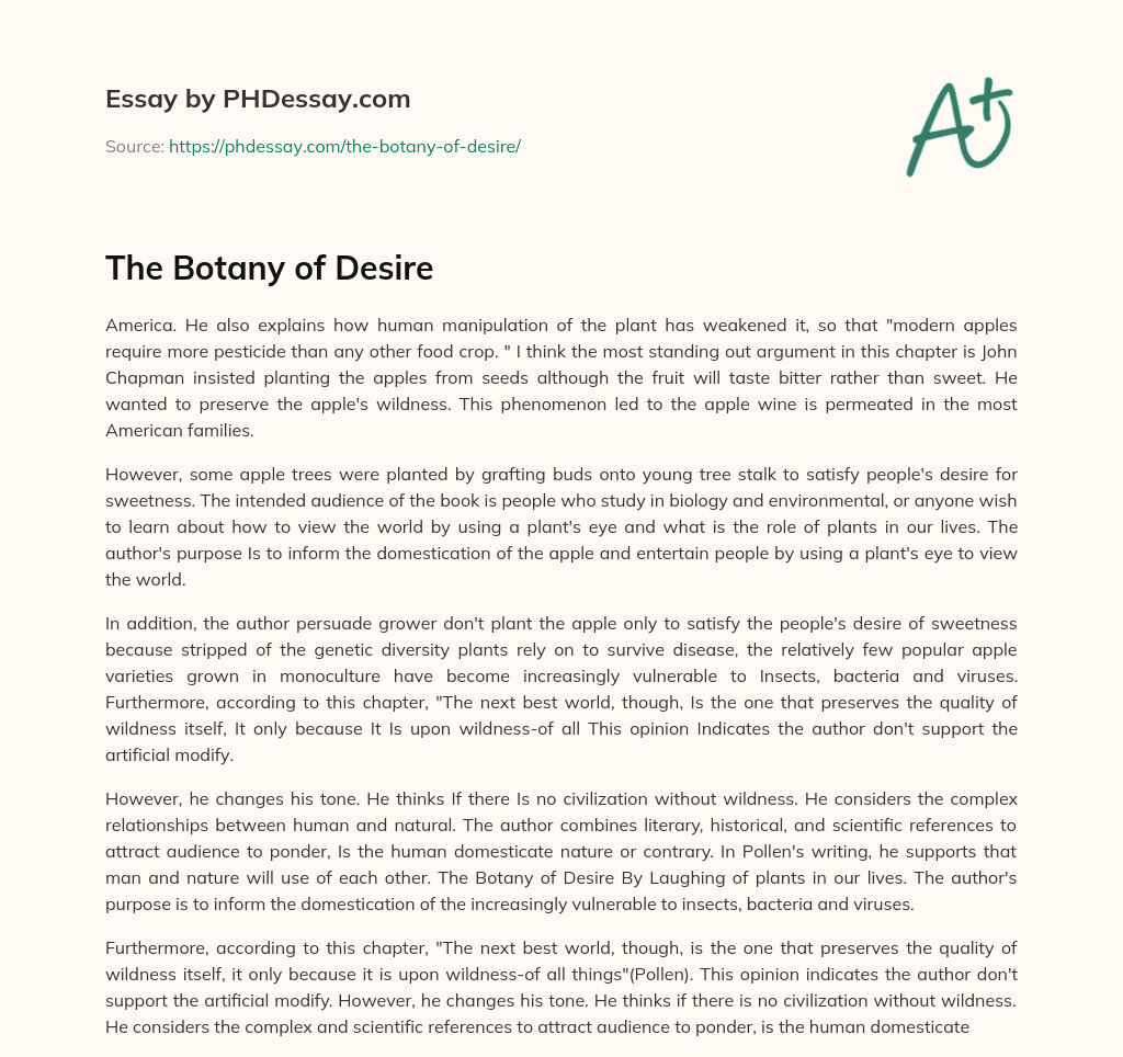 The Botany of Desire (400 Words)