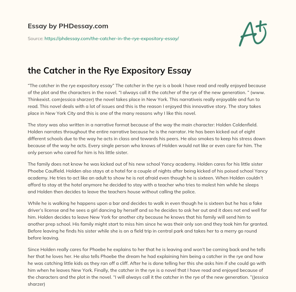 the Catcher in the Rye Expository Essay (500 Words)