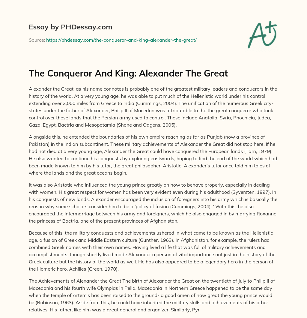The Conqueror And King Alexander The Great