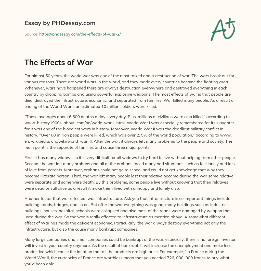 The Effects of War (600 Words)