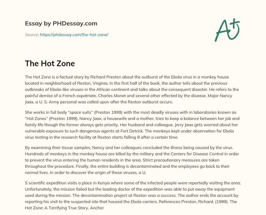 The Hot Zone (300 Words)