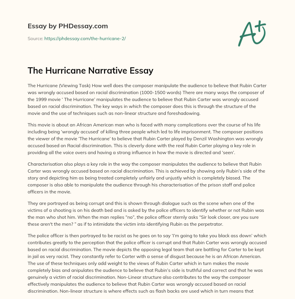 The Hurricane Narrative Essay