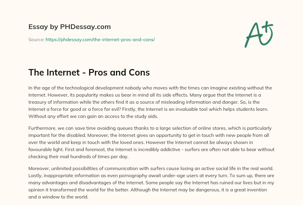 The Pros and Cons (300 Words)