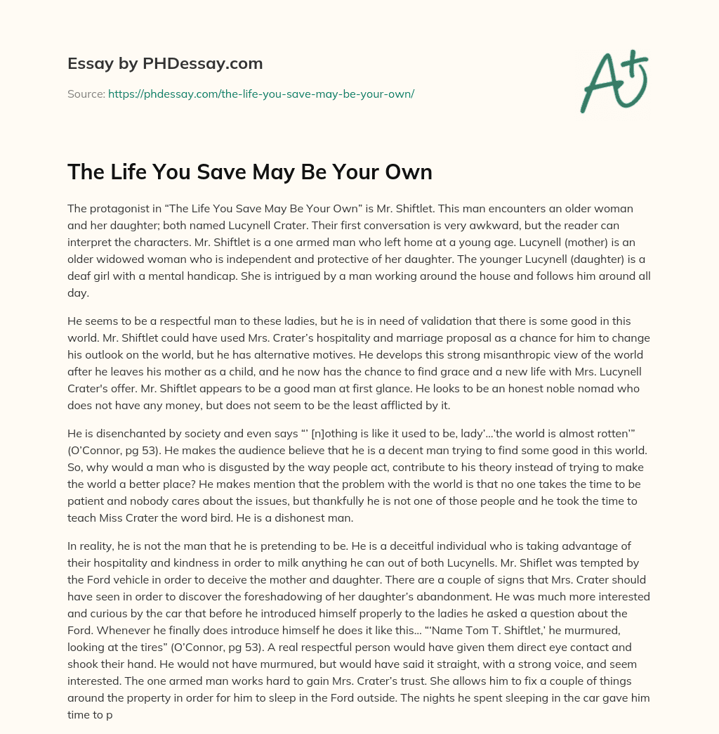 The Life You Save May Be Your Own