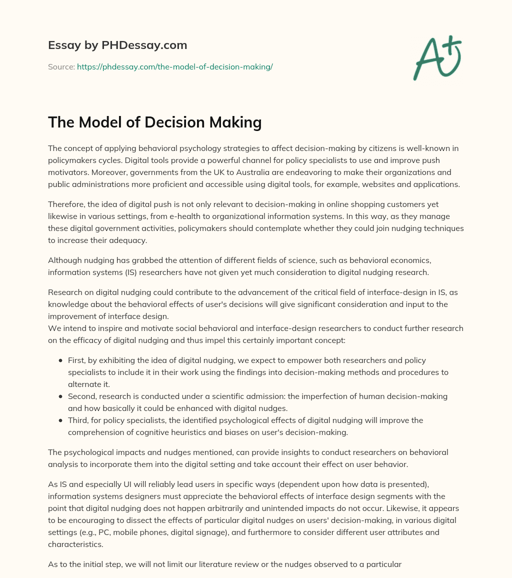 The Model of Decision Making