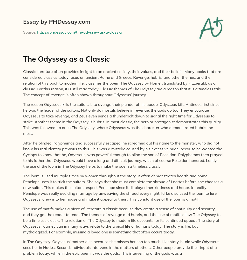 The Odyssey as a Classic
