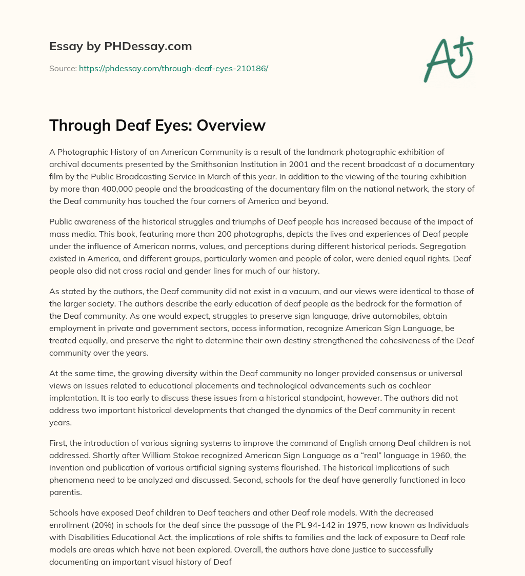 Through Deaf Eyes Overview (500 Words)