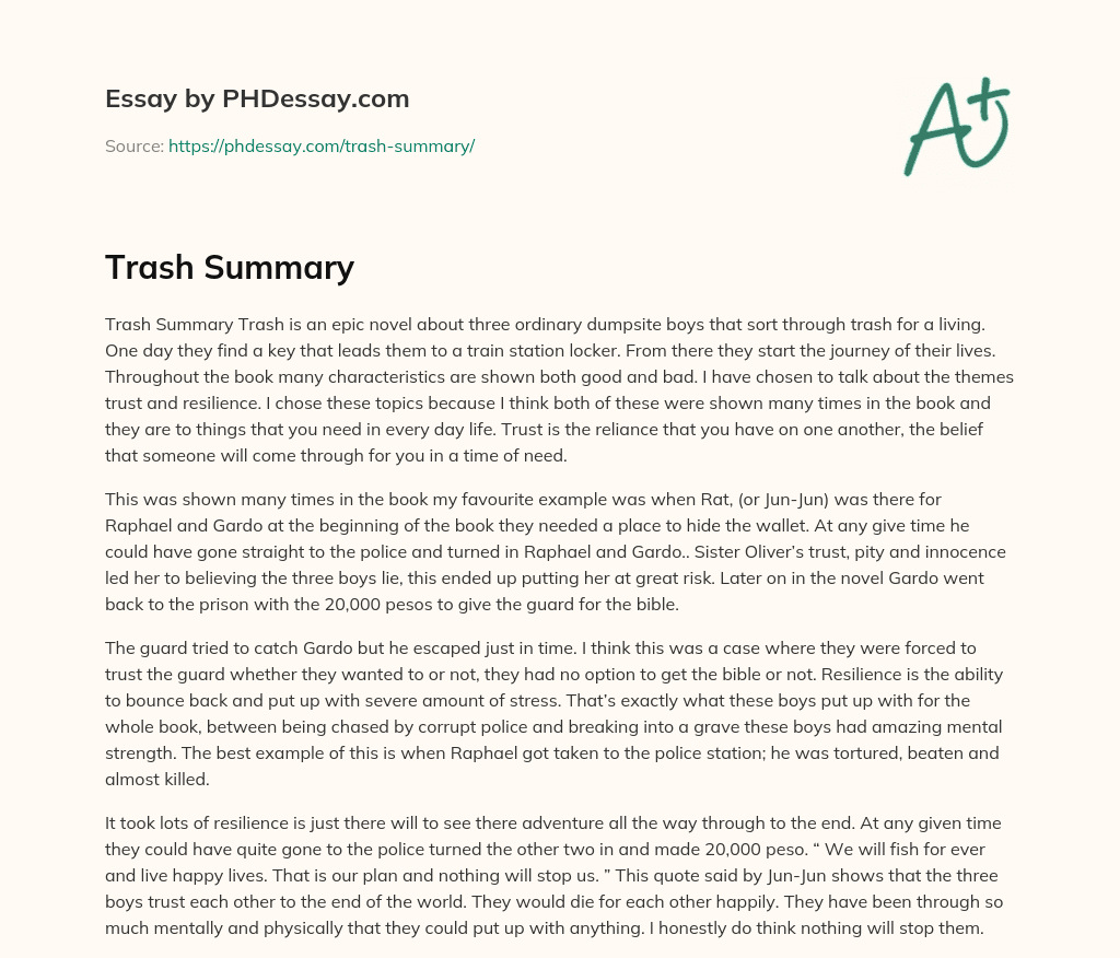 Trash Summary (400 Words)