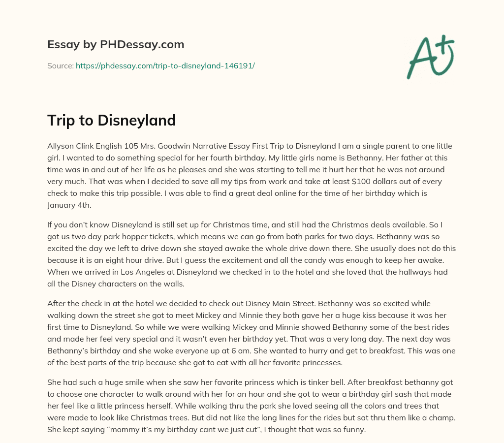Trip to Disneyland (500 Words)