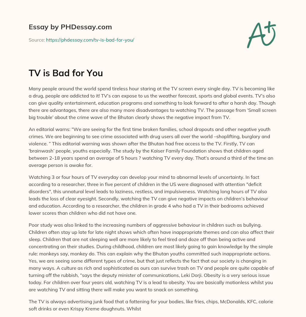 TV is Bad for You