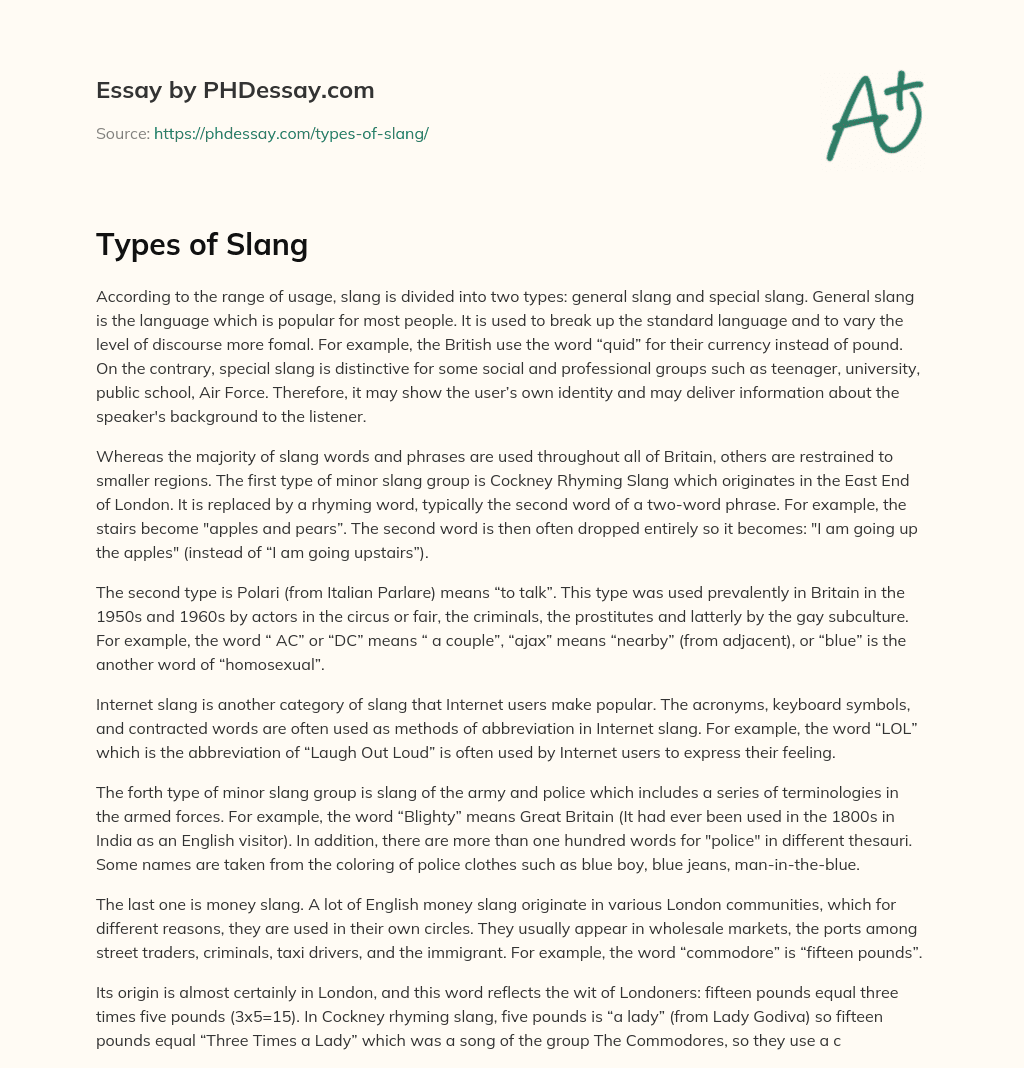 Types of Slang (500 Words)