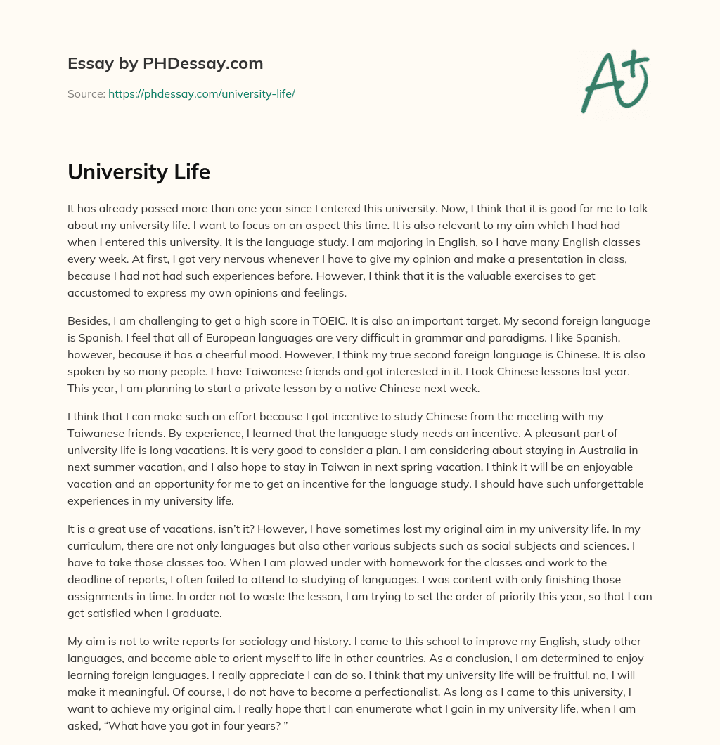 University Life (500 Words)
