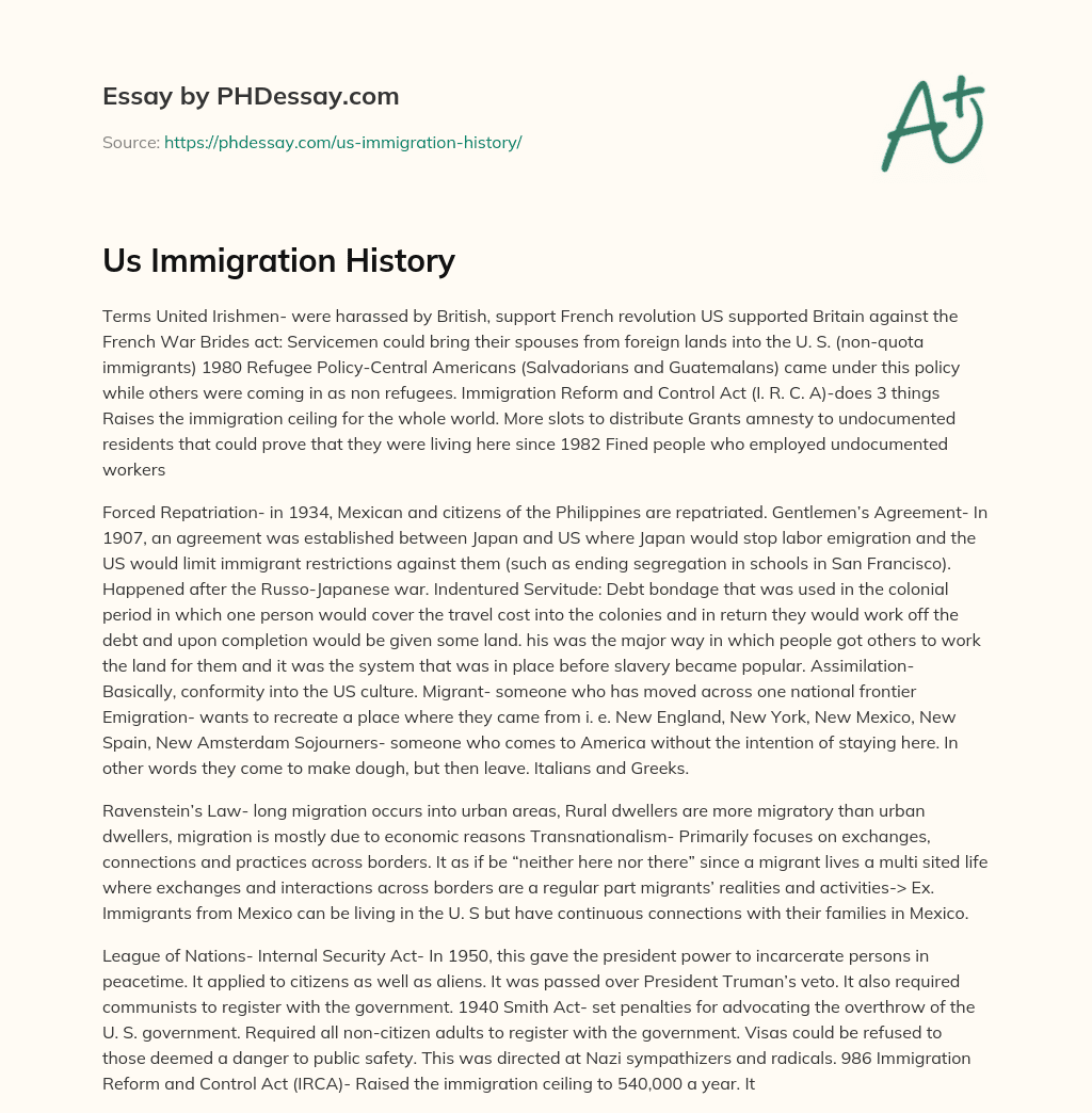 Us Immigration History