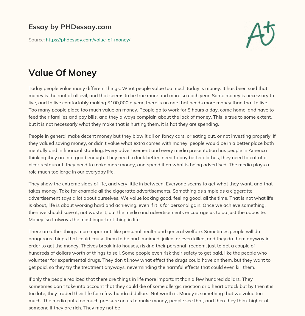Value Of Money