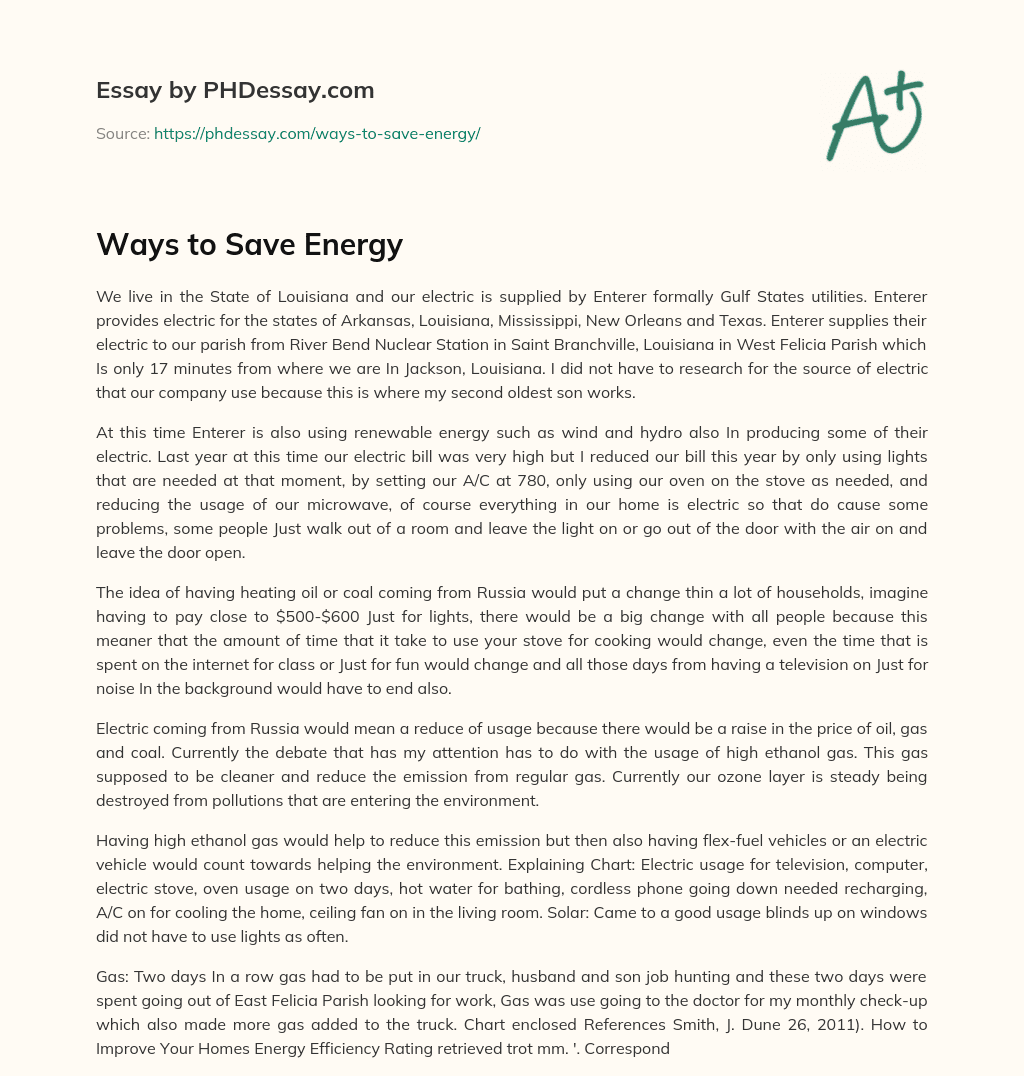 Ways to Save Energy (500 Words)
