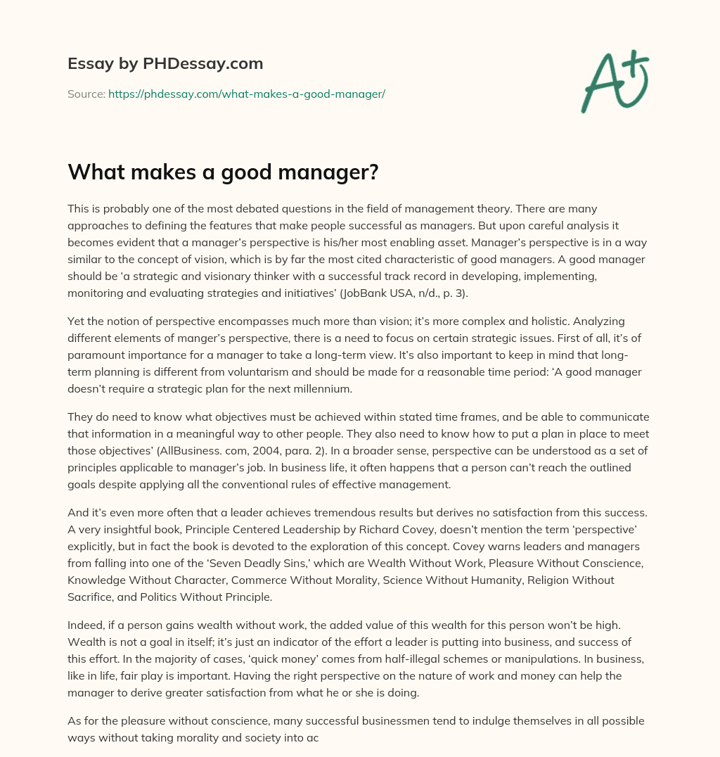 What makes a good manager?