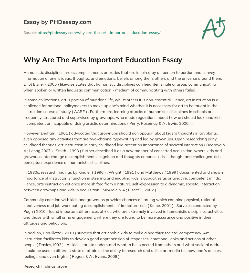 Why Are The Arts Important Education Essay