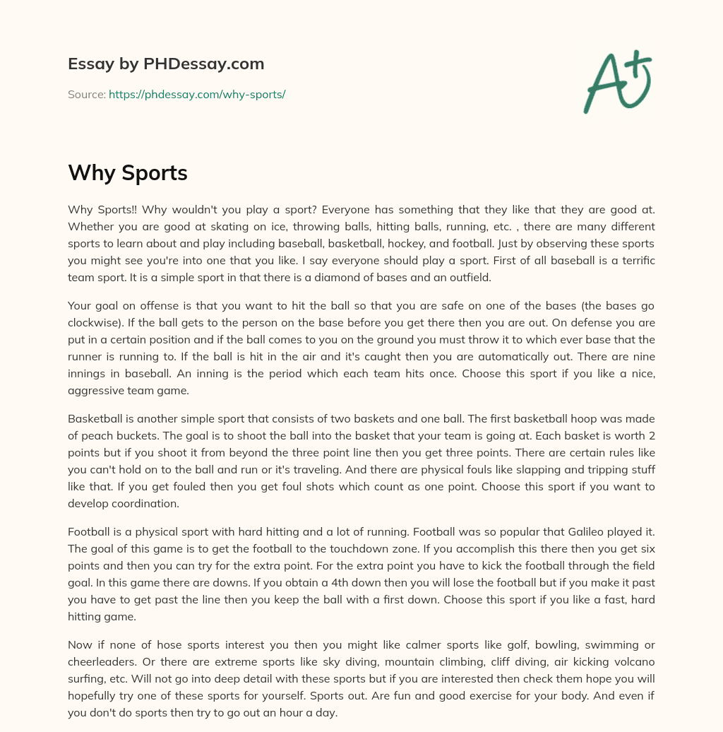 Why Sports (500 Words)