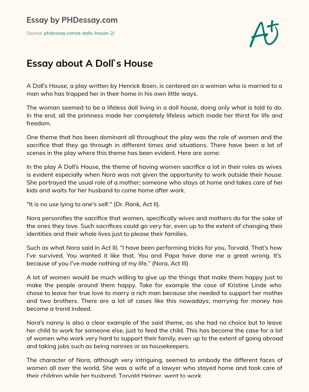 Essay about A Doll`s House