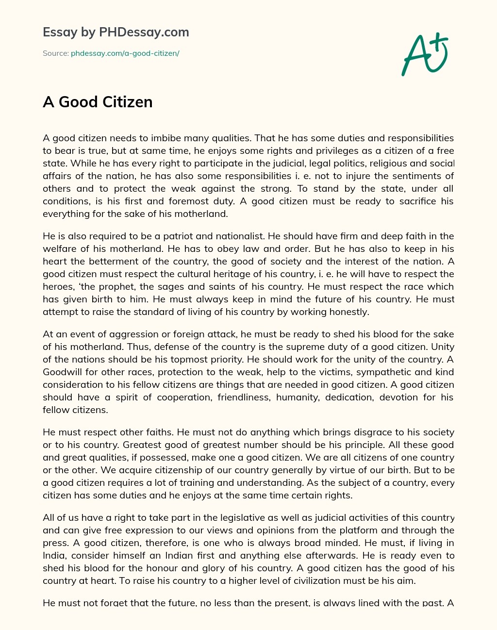 A Good Citizen Essay Speech Example