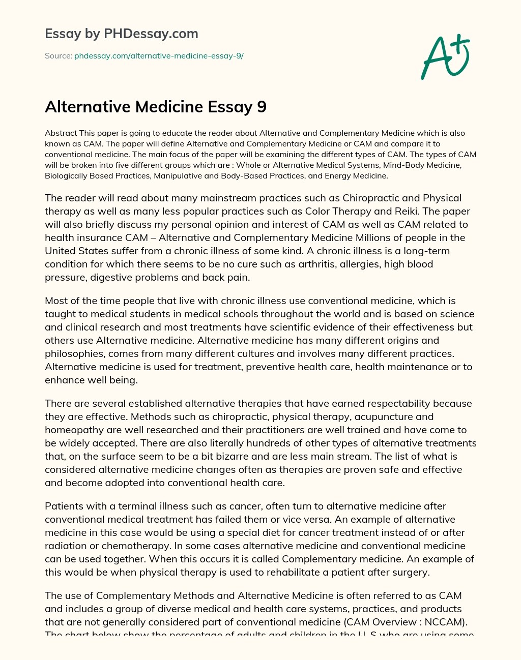 Alternative Medicine Essay 9 Compare And Contrast Example